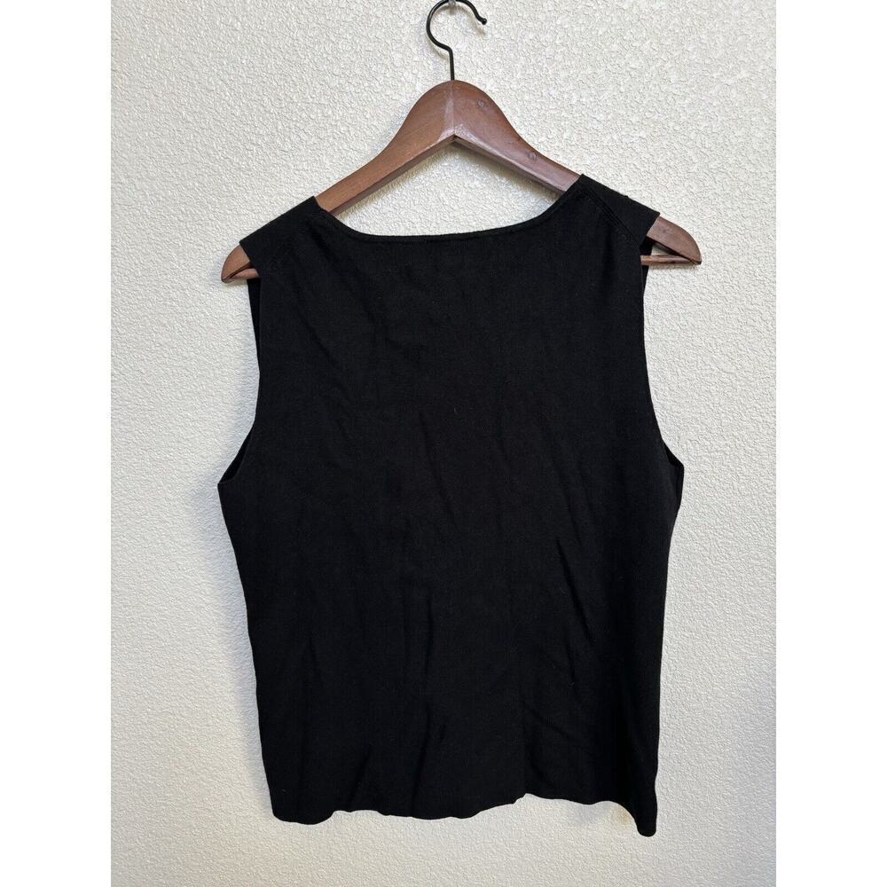 Ann Taylor black knit tank top sequin sparkle womens L holiday classic stretch - Picture 4 of 4